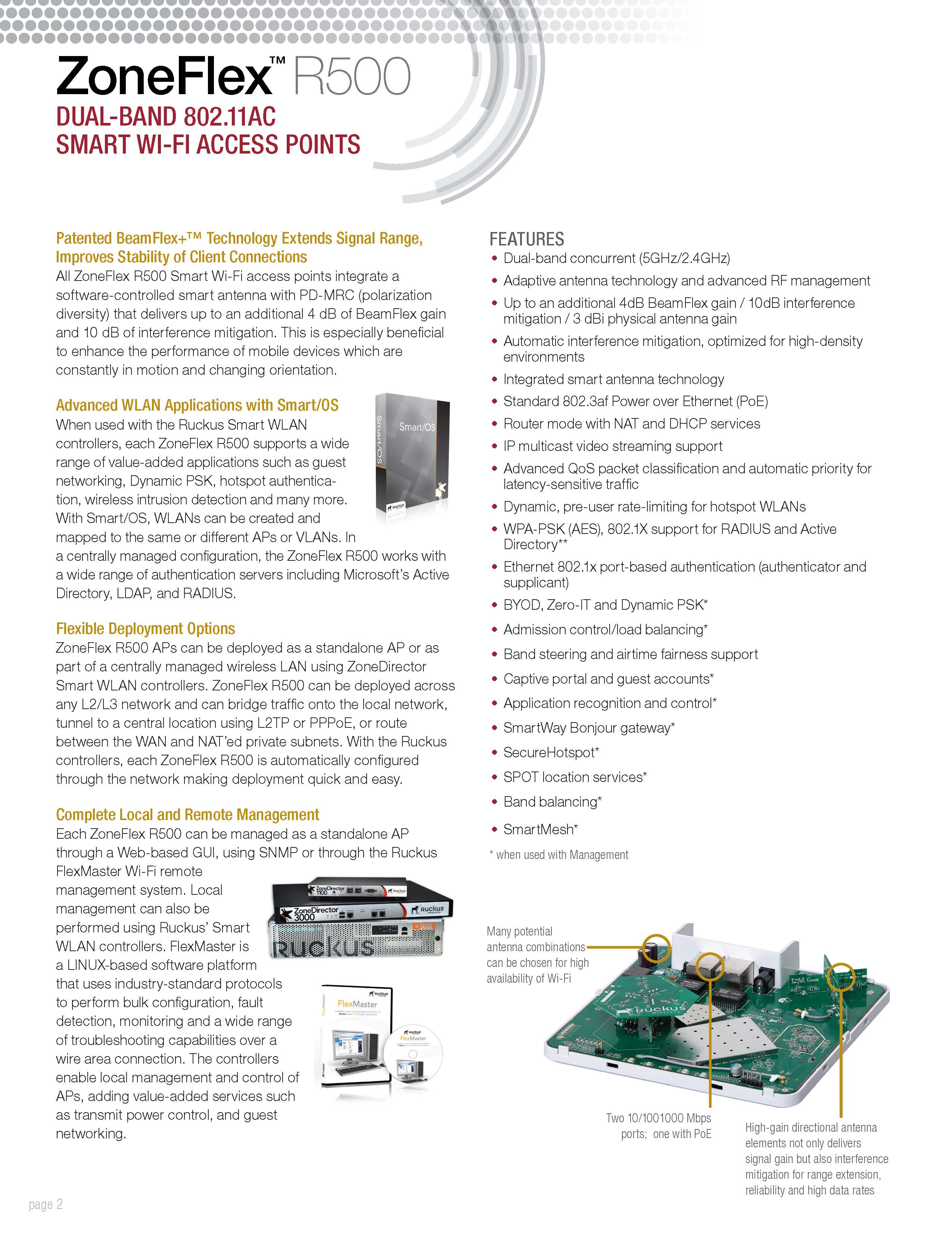 Ruckus Wireless ZoneFlex R500 901R500WW00 Indoor Wireless Access